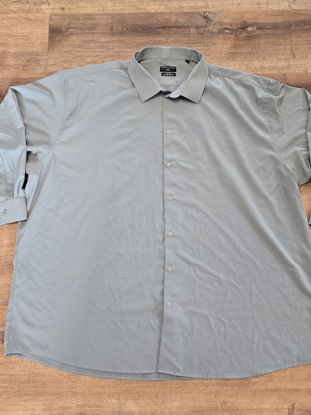 Shaquille O'Neal Gray Long Sleeve Dress Shirt Big Fit Cooling Stretch 20 34/35